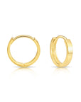 14K Yellow Gold Tiny Huggies, Classy 10mm Hoop Earrings