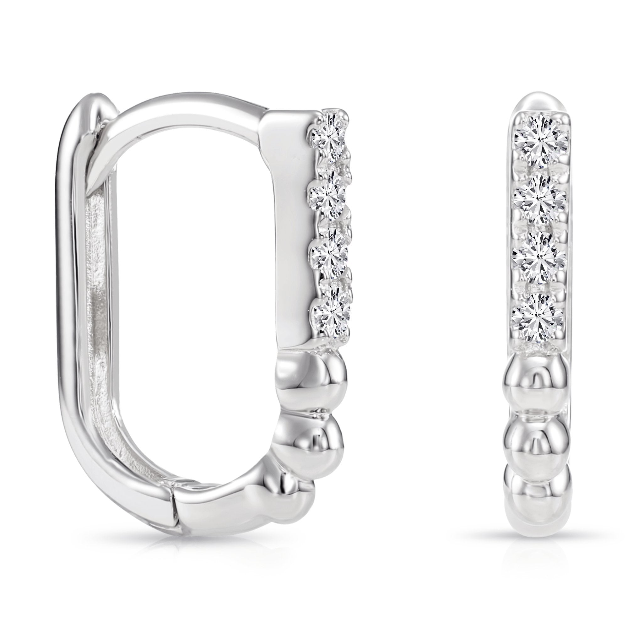 14K Gold Lab Diamond Oval Huggie Hoop Earrings, 0.10ctw