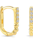 14K Gold Lab Diamond Oval Huggie Hoop Earrings, 0.096ctw