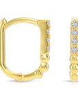 14K Gold Lab Diamond Oval Huggie Hoop Earrings, 0.10ctw