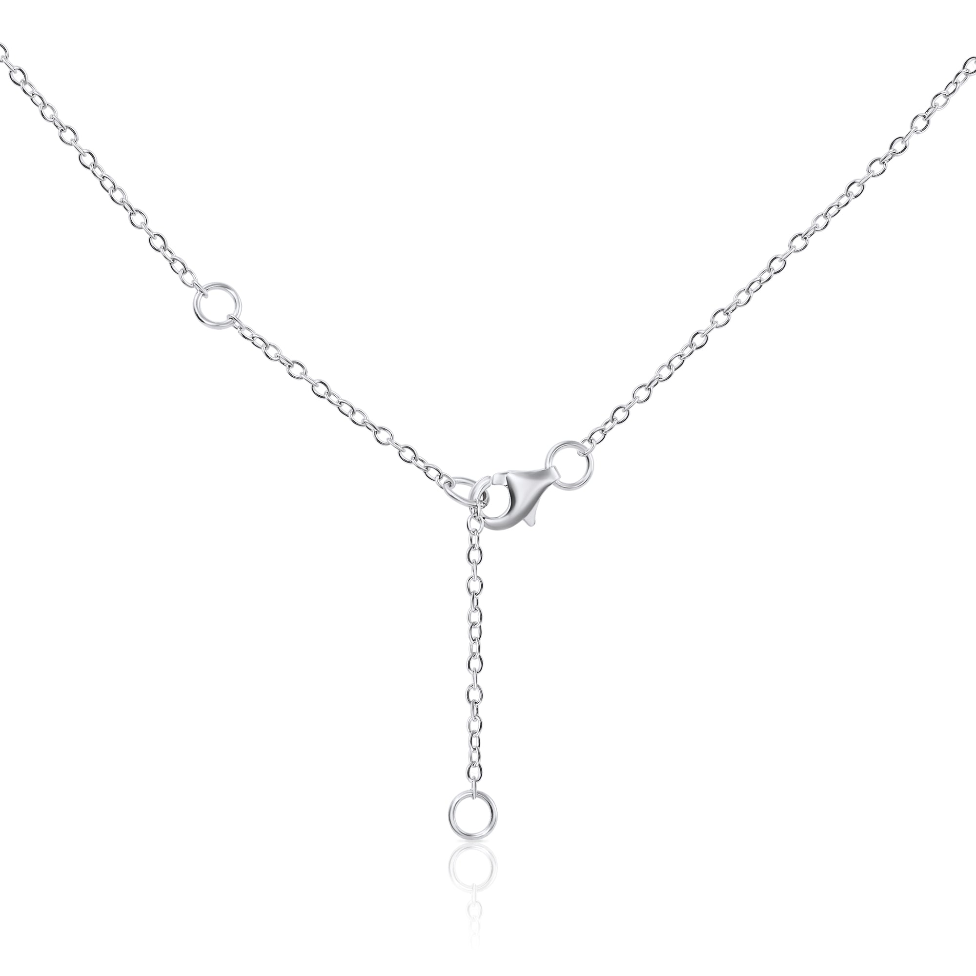 Sterling Silver Simulated Diamond Heart Pendant Necklace, Adjustable 16in-18in