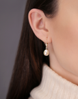 14k Gold Freshwater Pearl Dangle Earrings, 