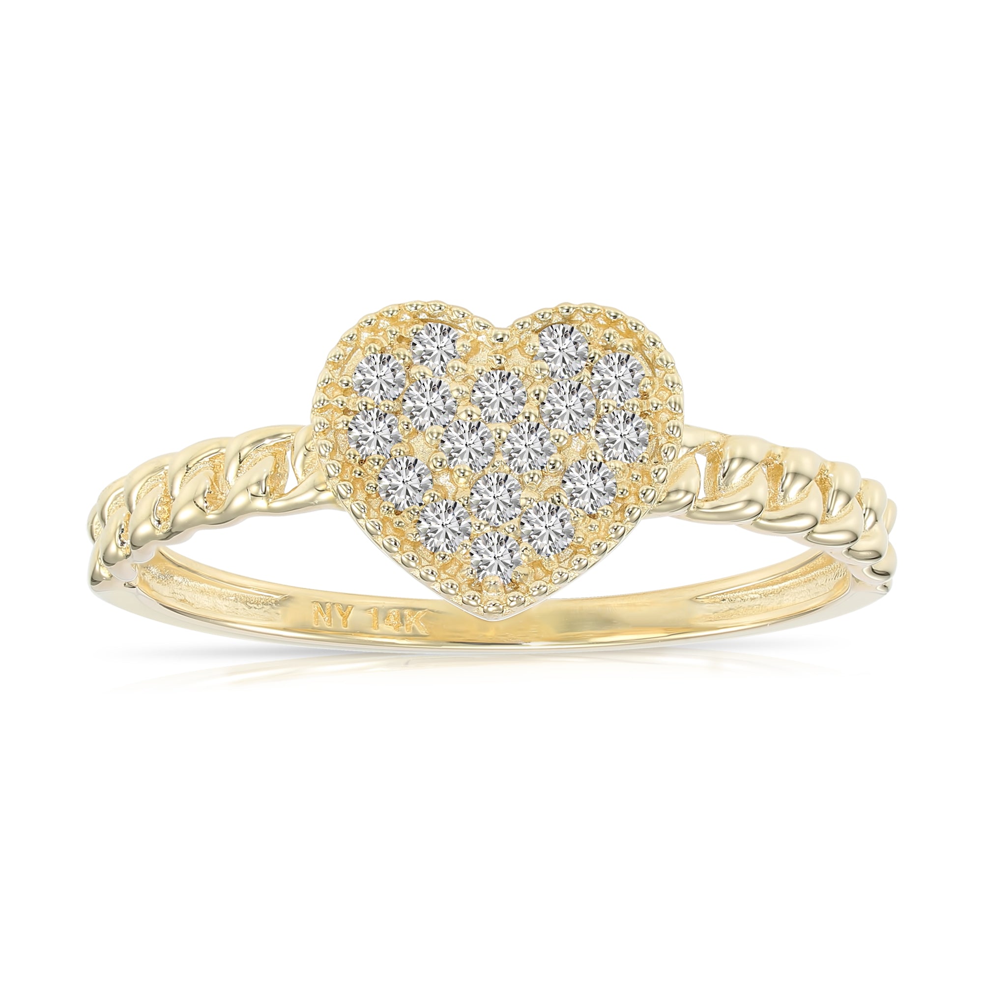 14K Gold Lab Diamond Heart Ring, 0.17ctw