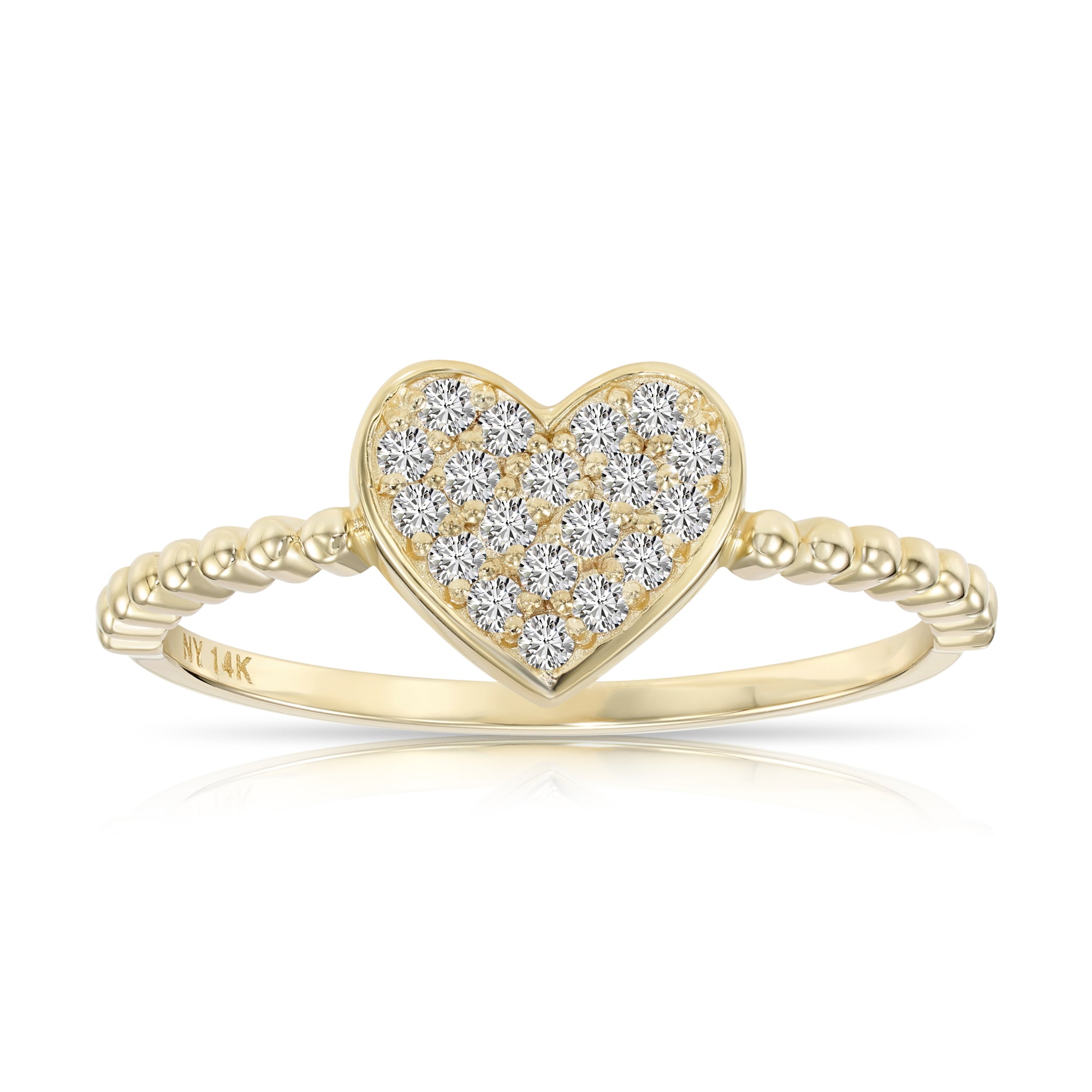 14K Gold Lab Diamond Heart Ring, 0.17ctw