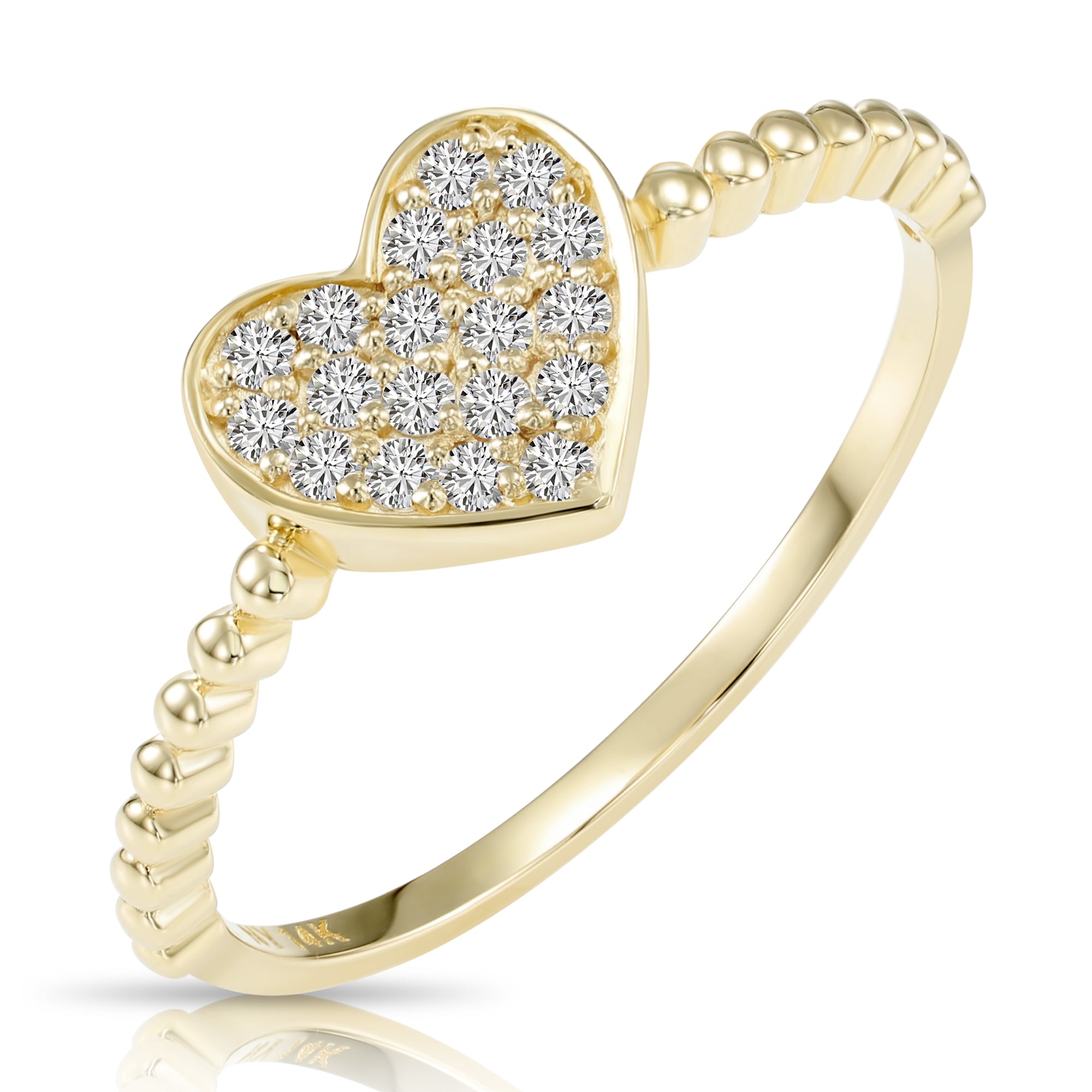 14K Gold Lab Diamond Heart Ring, 0.17ctw