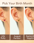 14K Yellow Gold Birthstone Stud Earrings, With Secure Push-backs, 5mm