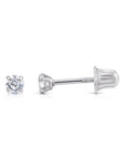 14K Gold Lab Diamond Stud Earrings, CVD Brilliant Solitaire Round Diamond Studs, Screwback