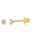 14K Gold Lab Diamond Stud Earrings, CVD Brilliant Solitaire Round Diamond Studs, Screwback