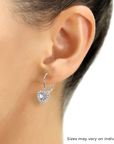 CZ Heart Earrings with Dangle Drop Design in Sterling Silver