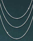 14k Solid White Gold Diamond-Cut Cable Chain Necklace 16 18 20Inch, 1.5mm Thick