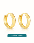 Solid 14K Gold Huggie Hoop Earrings, Classic Or Diamond-Cut Design, 12mm (0.5 In)