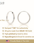 14k White Gold Endless Hoop Earrings (Unisex)