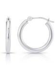 14k White Gold Classic Hoop Earrings, 2mm