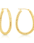 14k Yellow Gold Textured Hoop Earrings, The Alligator Collection