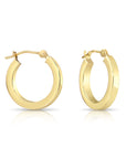 14k Solid Yellow Gold Square Tube Hoop Earrings, Bold Chunky Hoops, 2.2mm Thin