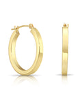 14k Solid Yellow Gold Square Tube Hoop Earrings, Bold Chunky Hoops, 2.2mm Thin