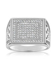 Solid 925 Sterling Silver Pave Square Signet Statement Pinky Wedding Band Ring