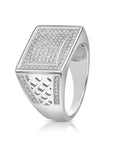 Solid 925 Sterling Silver Pave Square Signet Statement Pinky Wedding Band Ring