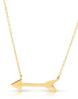 14K Solid Yellow Gold Arrow Pendant, With Adjustable 16"-18" Cable Necklace