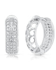 925 Sterling Silver Pave CZ Huggies Hoop Earrings