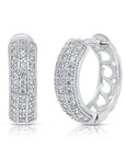 925 Sterling Silver Pave CZ Huggies Hoop Earrings