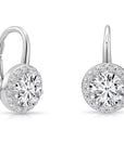 14K Gold Round Brilliant-Cut Halo Drop Earrings With Lever backs