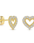 14K Gold Lab Diamond Heart Stud Earrings, 0.25ctw