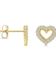 14K Gold Lab Diamond Heart Stud Earrings, 0.25ctw