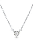 Sterling Silver Simulated Diamond Heart Pendant Necklace, Adjustable 16in-18in