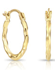 10K Yellow Gold Twisted Oval Hoop Earrings, 12.5mm