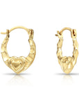 10K Yellow Gold Baby Heart Hoop Earrings, 12mm