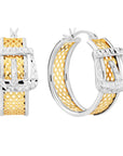 Sterling Silver Two-Tone Buckle Style Earrings, Fancy Hoop Earrings