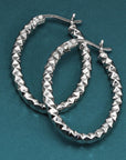 Shiny Grooved Hoop Earrings in Sterling Silver