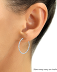 Shiny Grooved Hoop Earrings in Sterling Silver