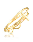 Solid 14k Gold Infinity Cross Ring, Stackable Religious Ring 2 Piece Set