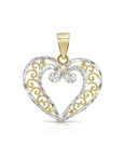 14K Two-Tone Gold Heart Pendant, With 18" Cable Chain Necklace