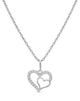 14K Lab Diamond Open Heart Pendant Necklace, 0.17ctw