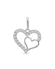 14K Lab Diamond Open Heart Pendant Necklace, 0.17ctw