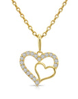 14K Lab Diamond Open Heart Pendant Necklace, 0.17ctw