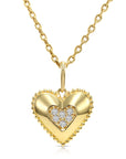 14K Lab Diamond Heart Pendant Necklace, 0.15ctw