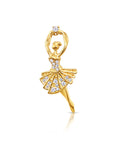 14K Solid Yellow Gold Ballerina Pendant, With 18" Cable Chain Necklace