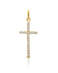 14K Yellow Gold Cross Pendant Necklace, With 18" Cable Chain