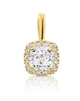 14K Yellow Gold Cushion-Cut Pendant Necklace, With 18" Cable Chain