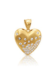 14K Solid Yellow Gold Heart Pendant, With 18" Cable Chain Necklace