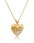 14K Solid Yellow Gold Heart Pendant, With 18" Cable Chain Necklace