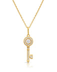 14K Solid Yellow Gold Key Pendant, With 18" Cable Chain Necklace