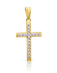 14K Yellow Gold Cross Pendant Necklace, With 18" Cable Chain