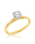 Solid 14k Gold Round CZ Ring, Engagement & Promise Ring, 1 Ct Size