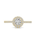 14K Yellow Gold Triple Halo Dome 1 Carat Engagement Ring With Side Stones