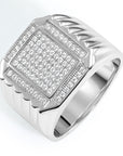 Solid 925 Sterling Silver Pave Square Signet Statement Pinky Wedding Band Ring